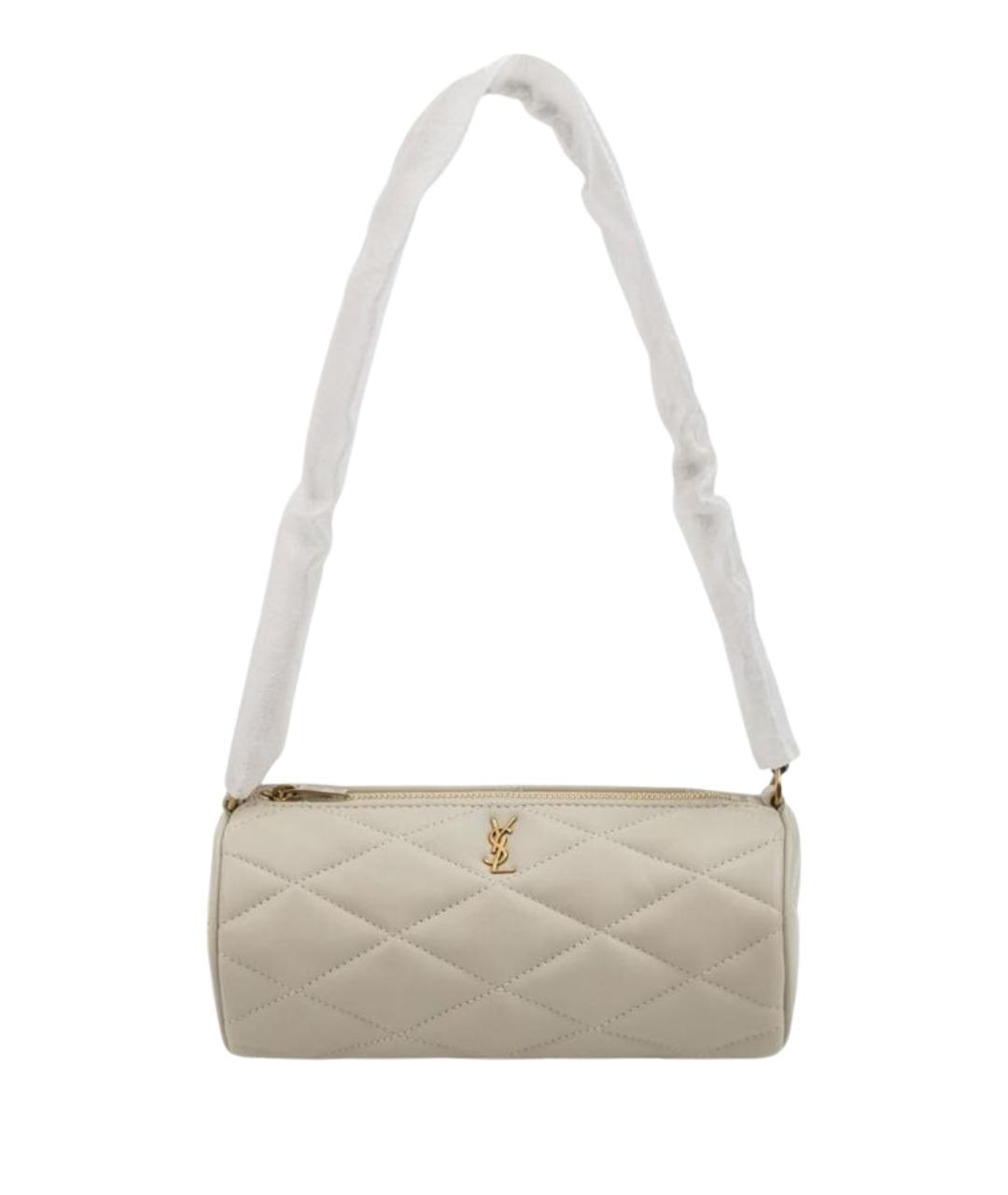 SAINT LAURENT Бежевая кожаная сумка с короткими ручками, фото 1