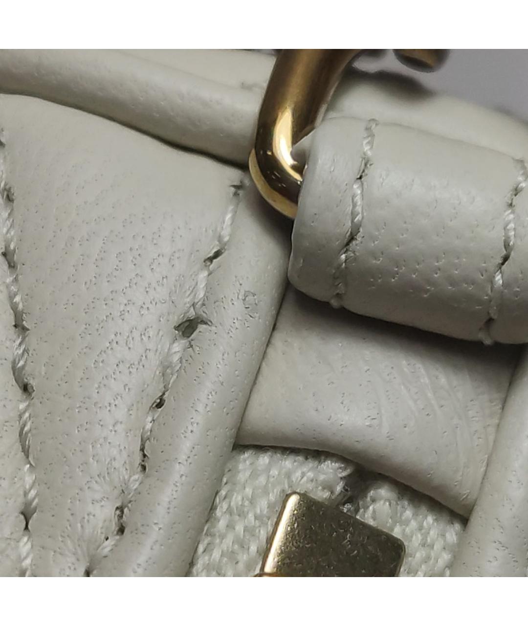 SAINT LAURENT Бежевая кожаная сумка с короткими ручками, фото 7