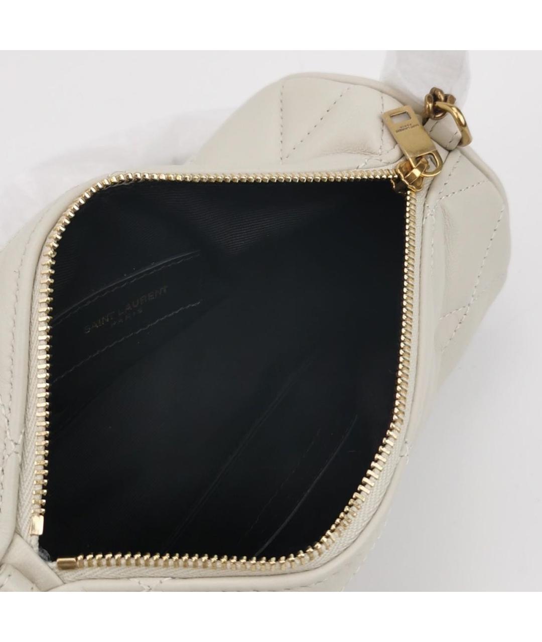 SAINT LAURENT Бежевая кожаная сумка с короткими ручками, фото 6