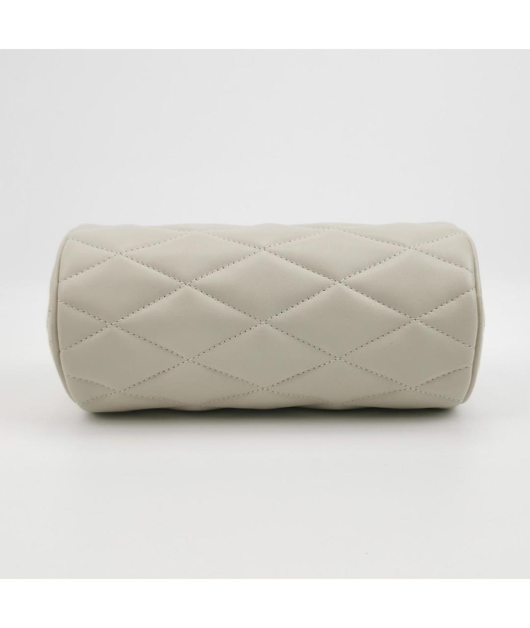 SAINT LAURENT Бежевая кожаная сумка с короткими ручками, фото 5