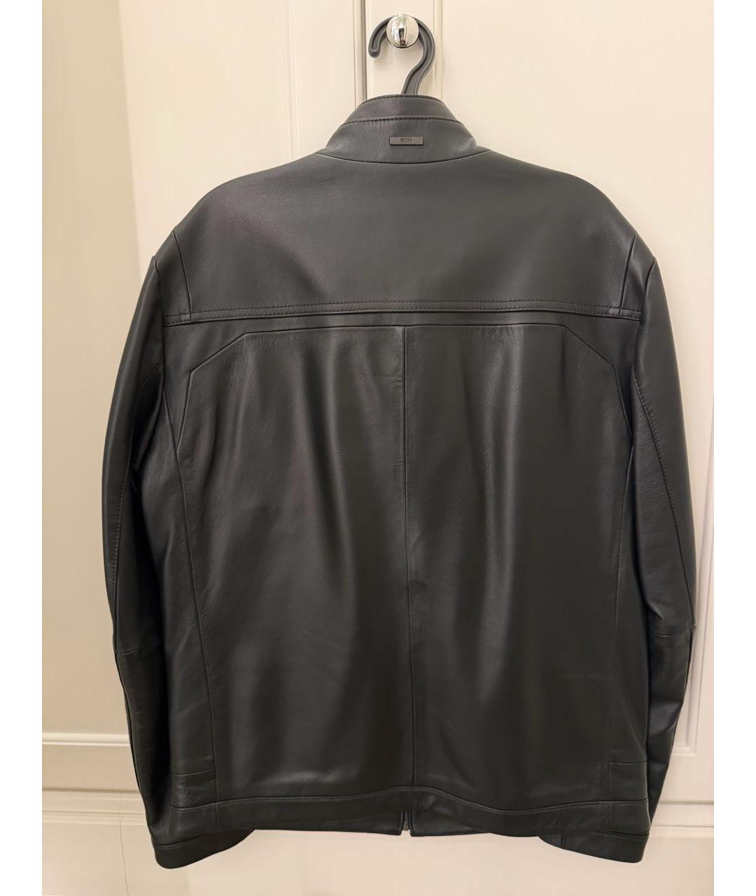 HUGO BOSS Черная кожаная куртка, фото 2