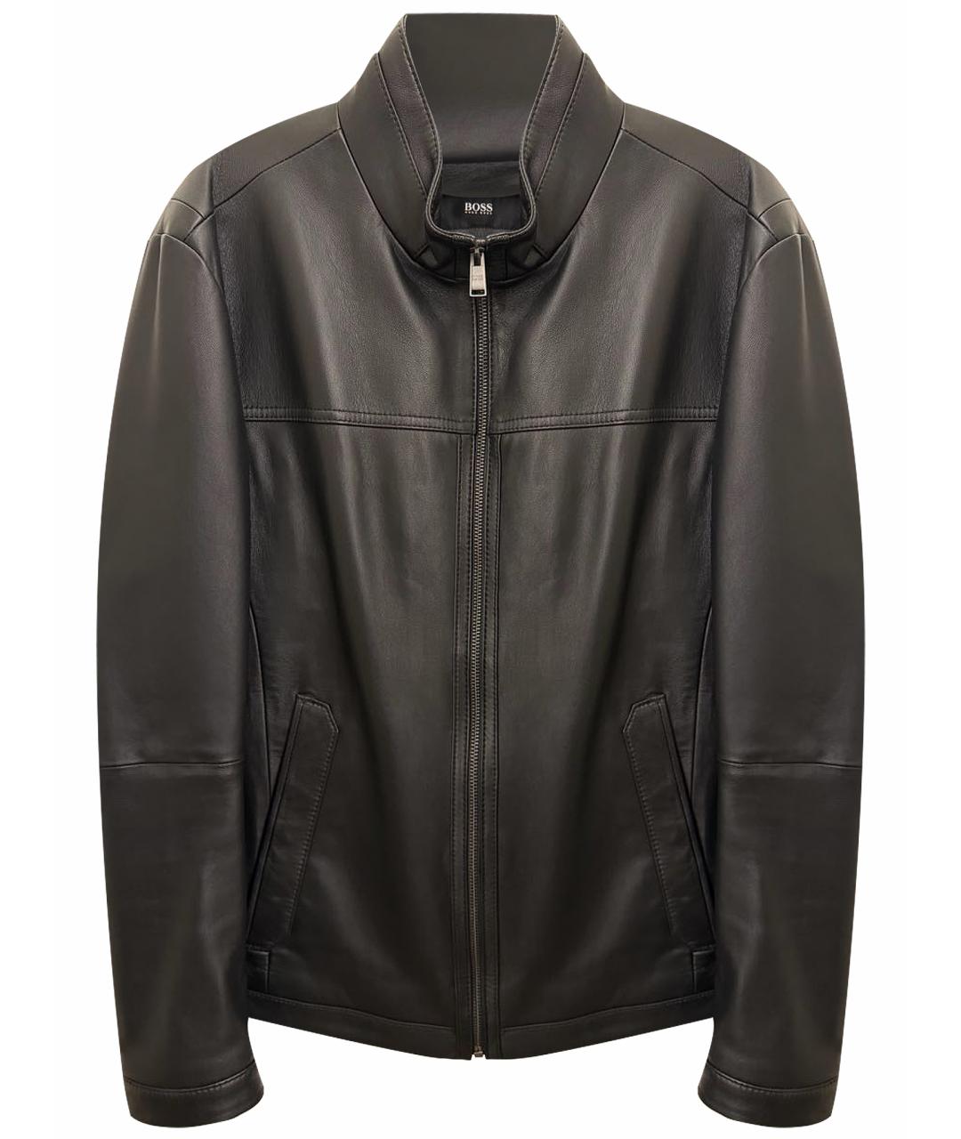 HUGO BOSS Черная кожаная куртка, фото 1