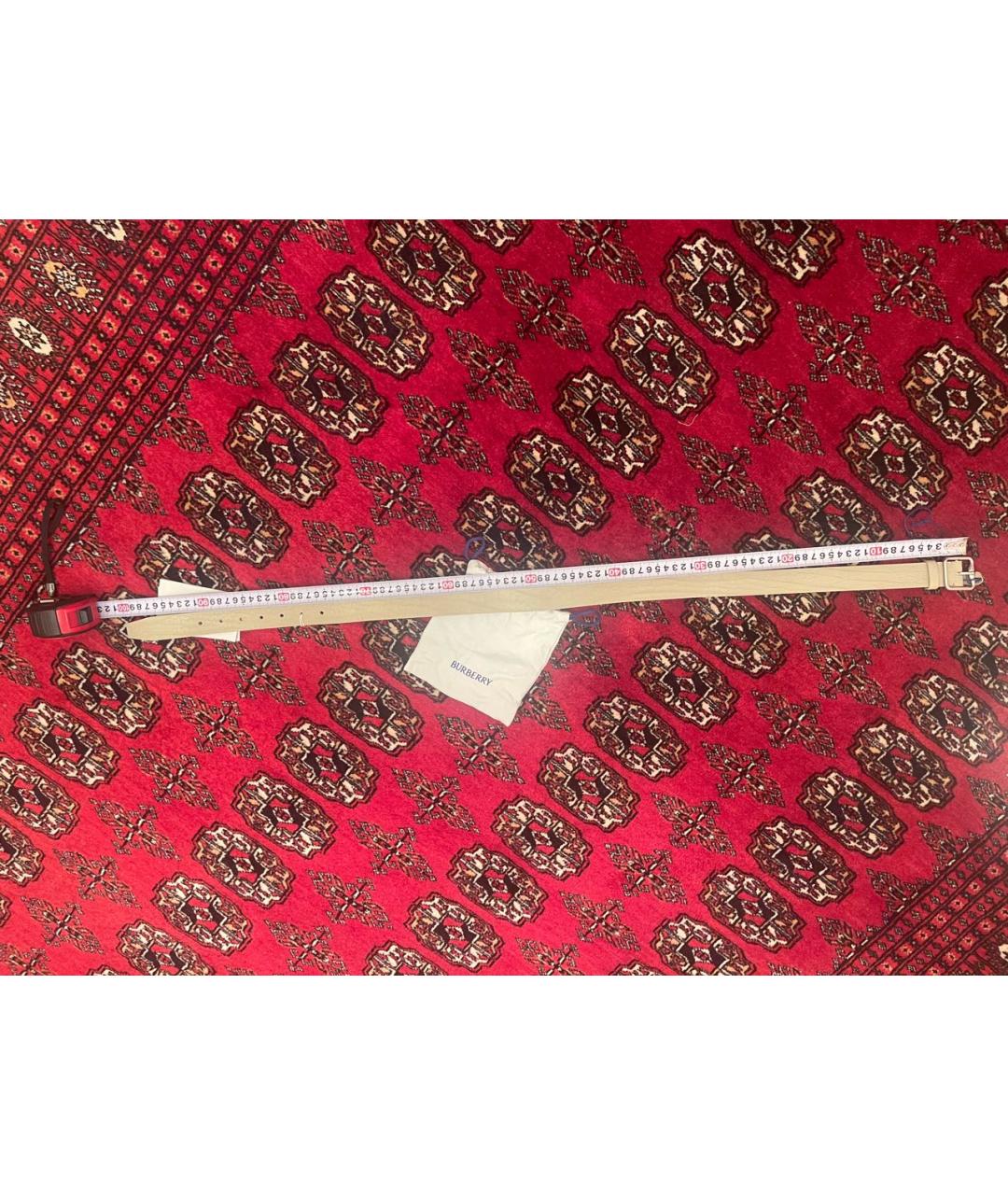 BURBERRY Бежевый кожаный ремень, фото 5