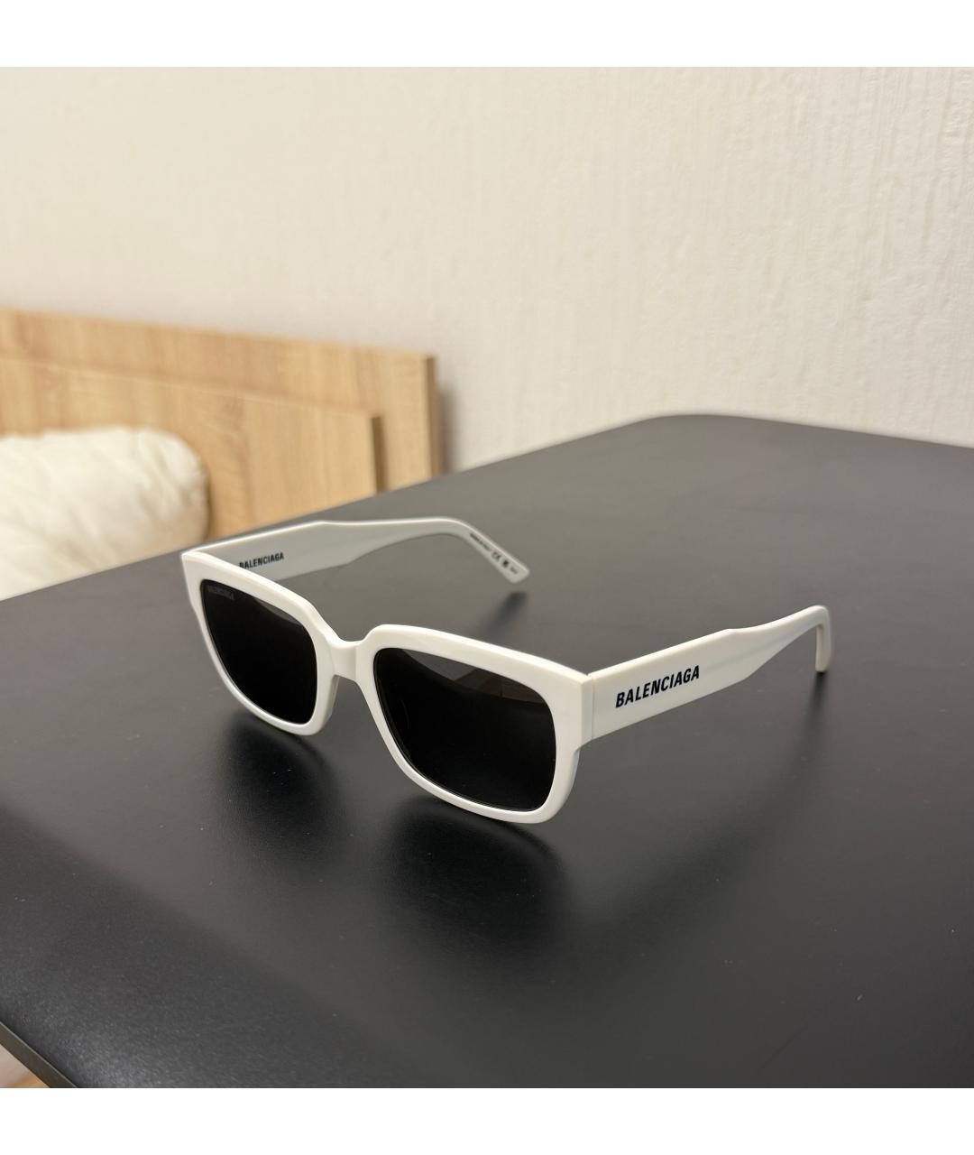 BALENCIAGA Белые пластиковые солнцезащитные очки, фото 2
