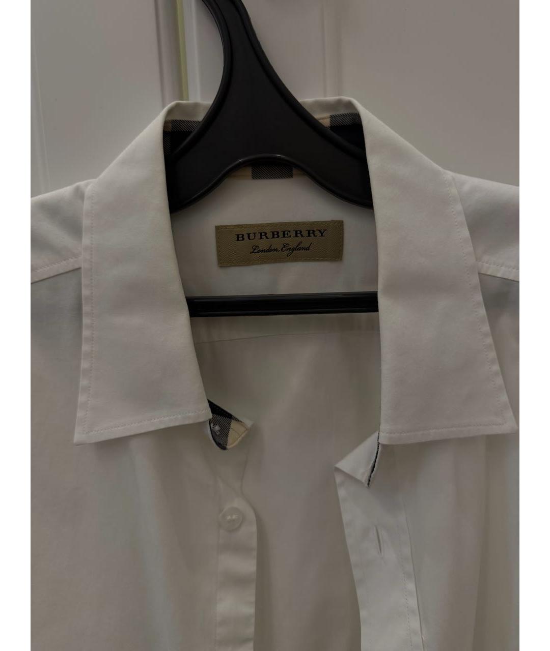 BURBERRY Белая хлопко-полиэстеровая классическая рубашка, фото 3