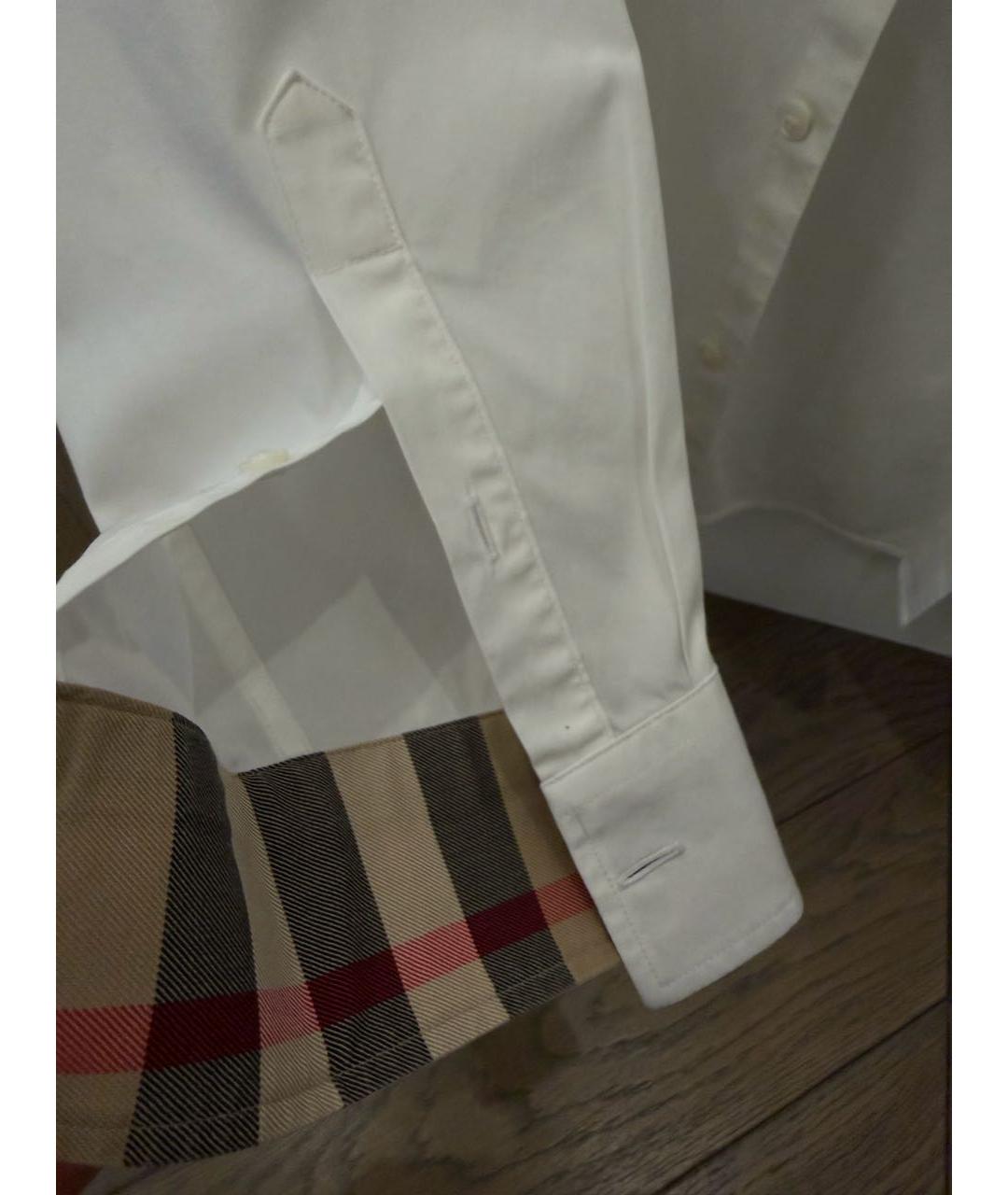 BURBERRY Белая хлопко-полиэстеровая классическая рубашка, фото 4