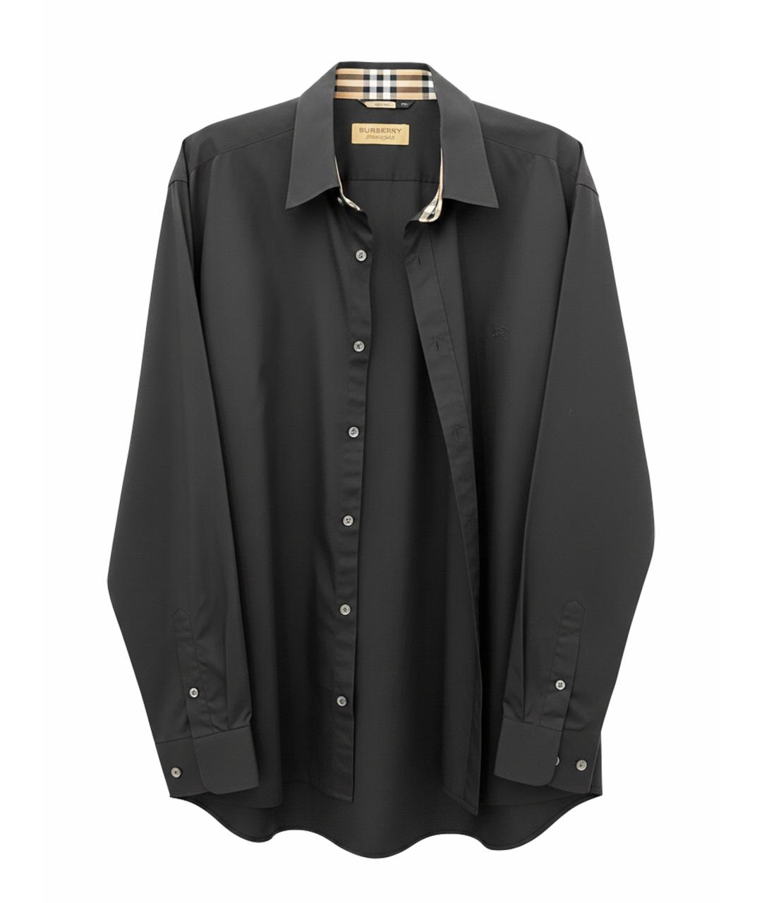 BURBERRY Черная хлопко-полиэстеровая классическая рубашка, фото 1