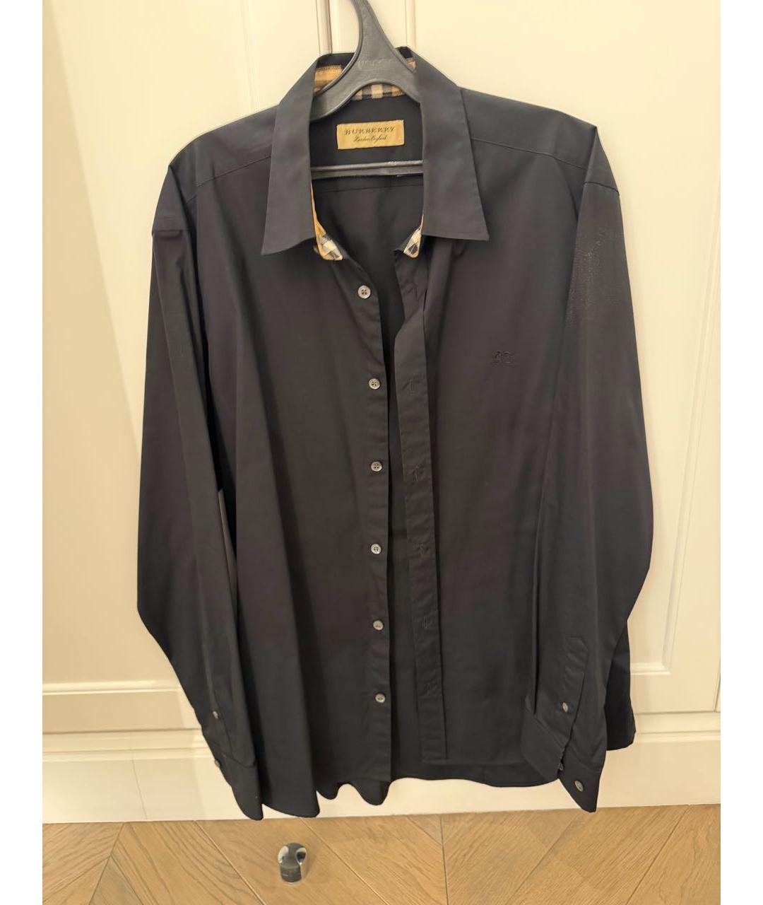 BURBERRY Черная хлопко-полиэстеровая классическая рубашка, фото 5