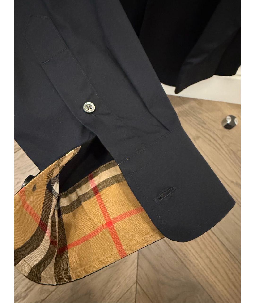 BURBERRY Черная хлопко-полиэстеровая классическая рубашка, фото 4