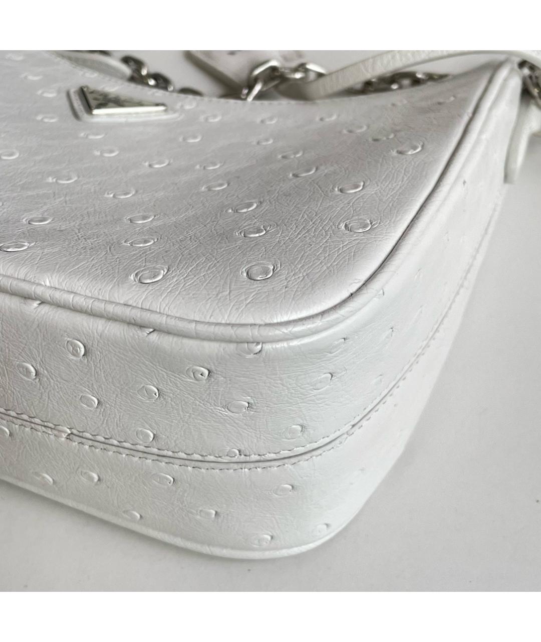 PRADA Белая сумка через плечо из экзотической кожи, фото 6