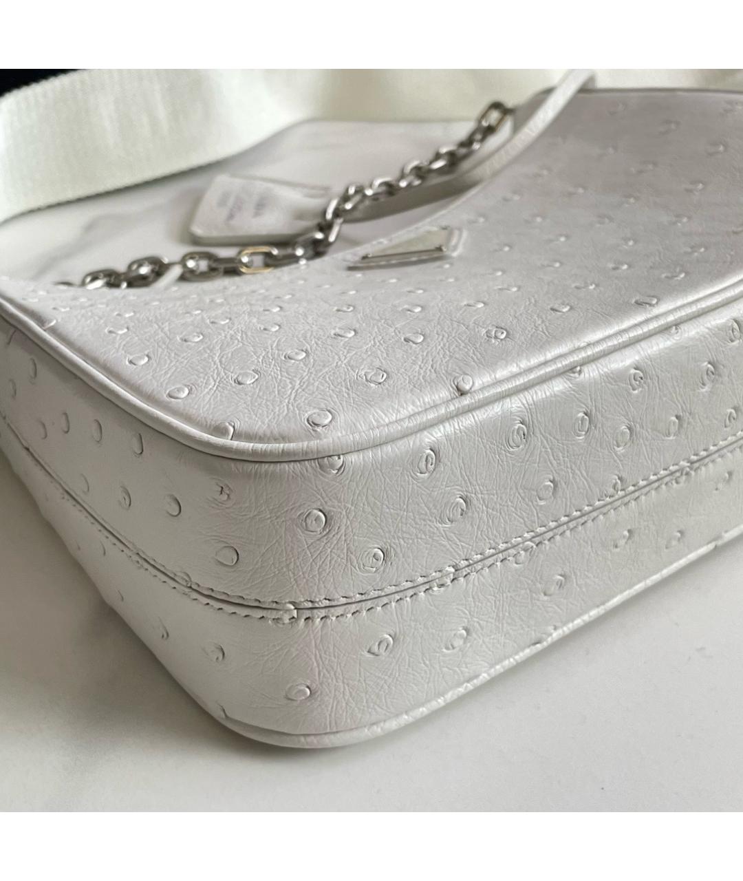 PRADA Белая сумка через плечо из экзотической кожи, фото 5
