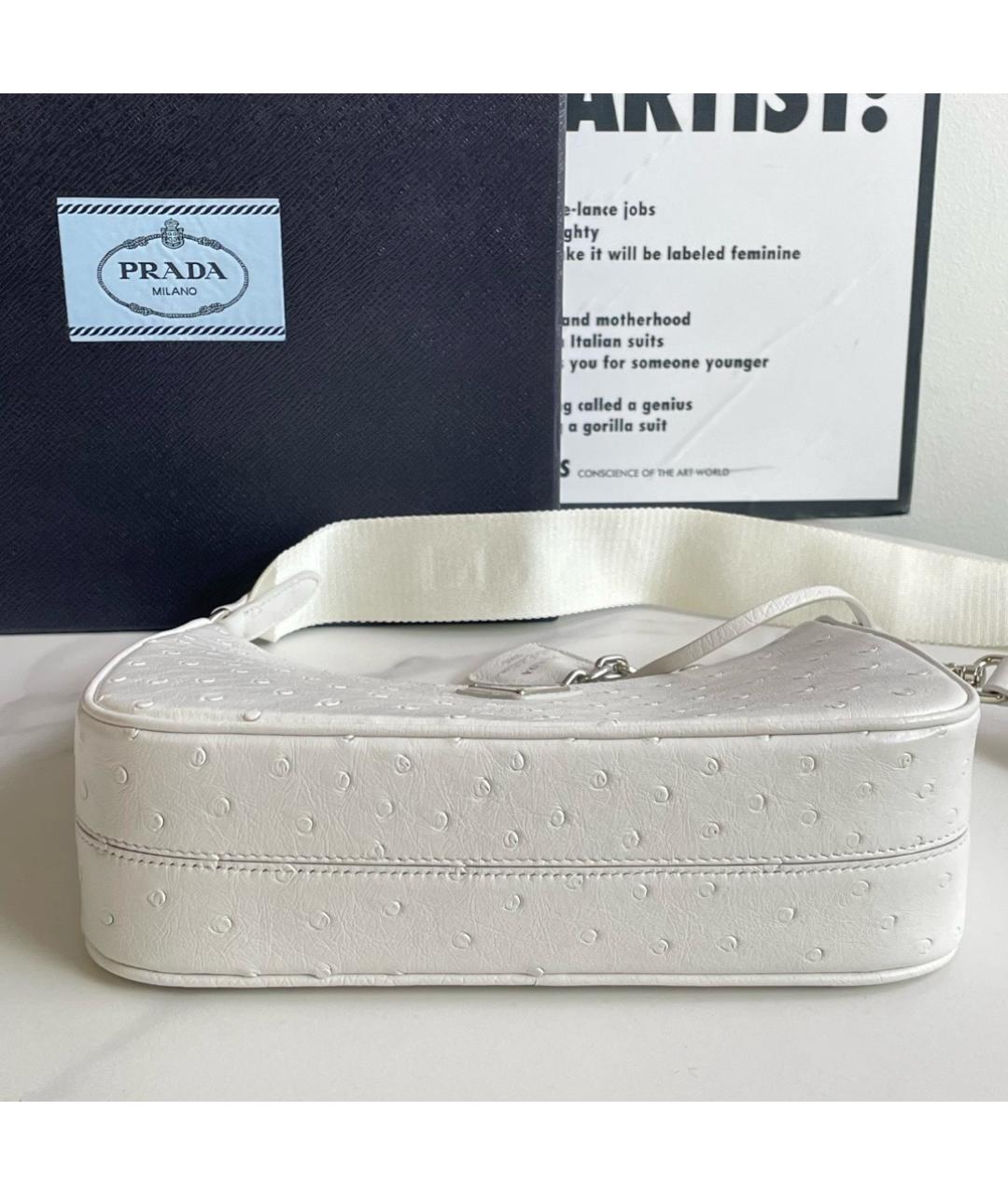 PRADA Белая сумка через плечо из экзотической кожи, фото 4