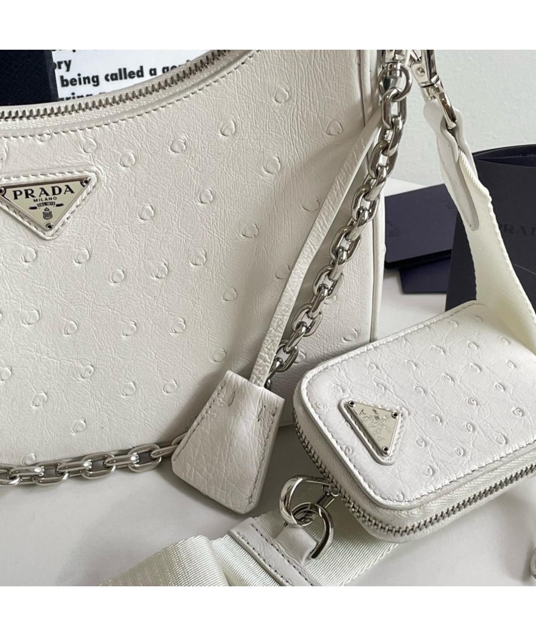 PRADA Белая сумка через плечо из экзотической кожи, фото 2