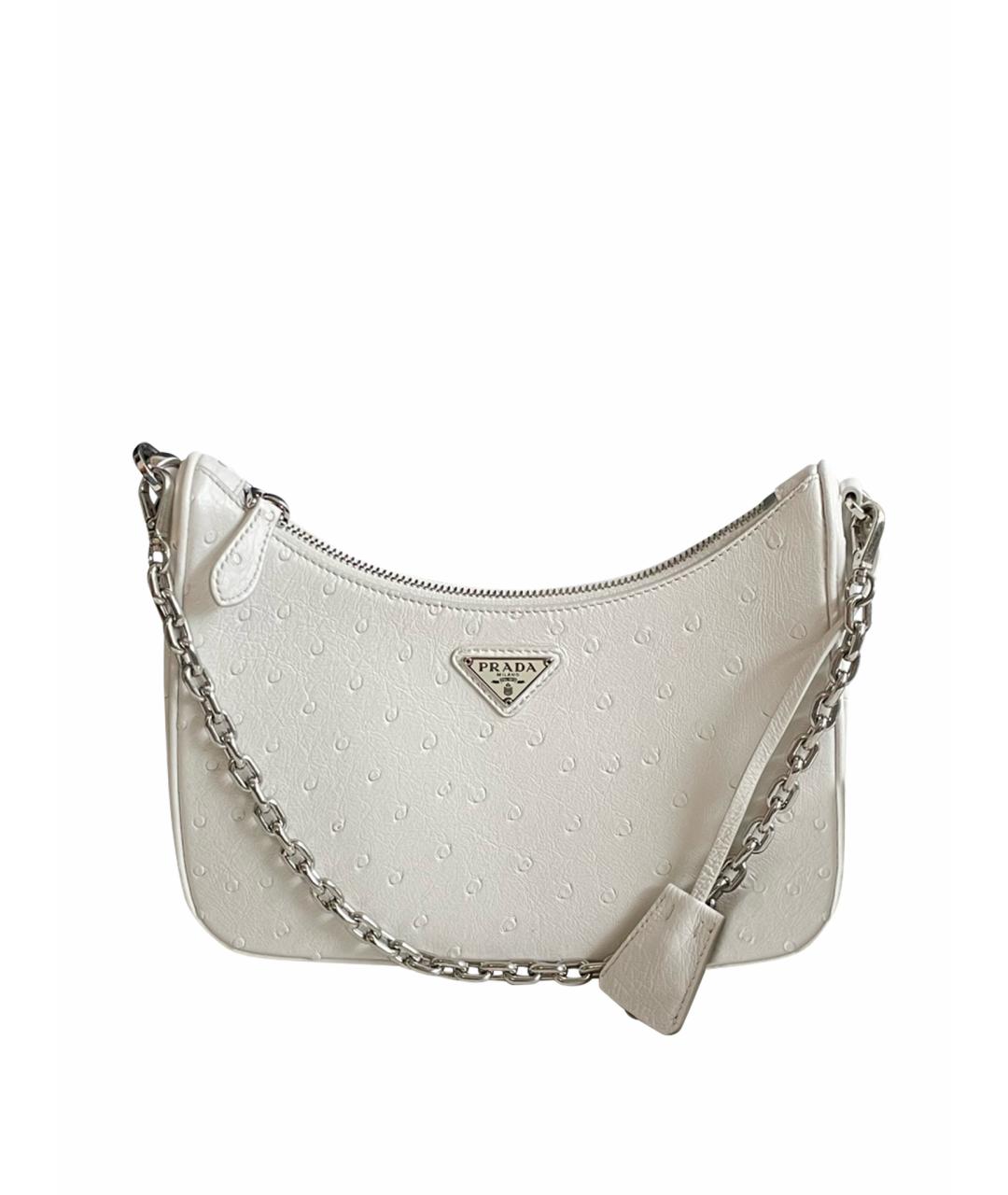 PRADA Белая сумка через плечо из экзотической кожи, фото 1