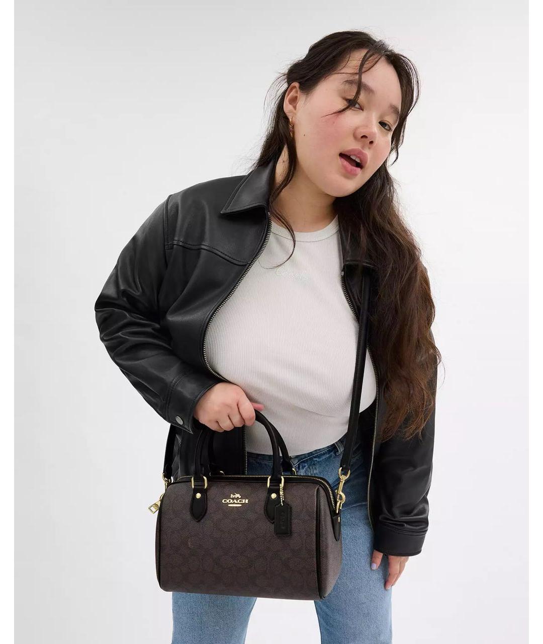 COACH Коричневая кожаная сумка через плечо, фото 7