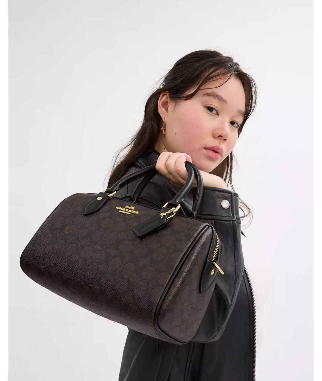 COACH Коричневая кожаная сумка через плечо, фото 6