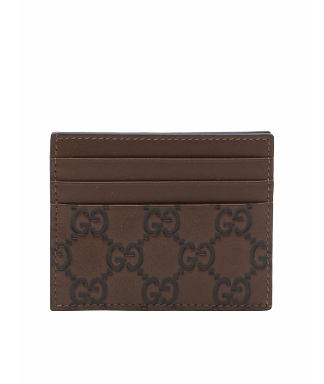 GUCCI Коричневый кожаный кардхолдер, фото 1