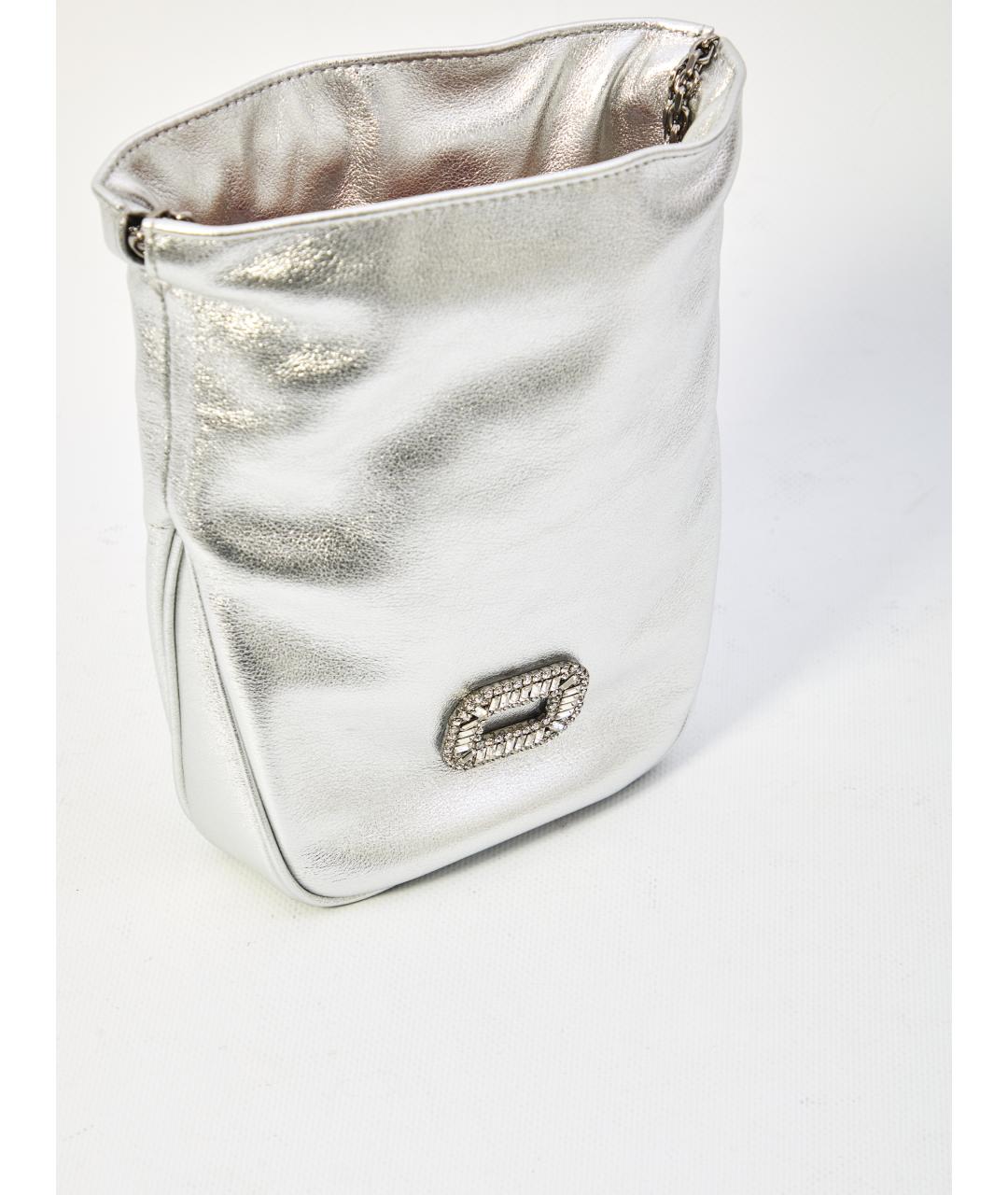 ROGER VIVIER Серебряная кожаная сумка через плечо, фото 4