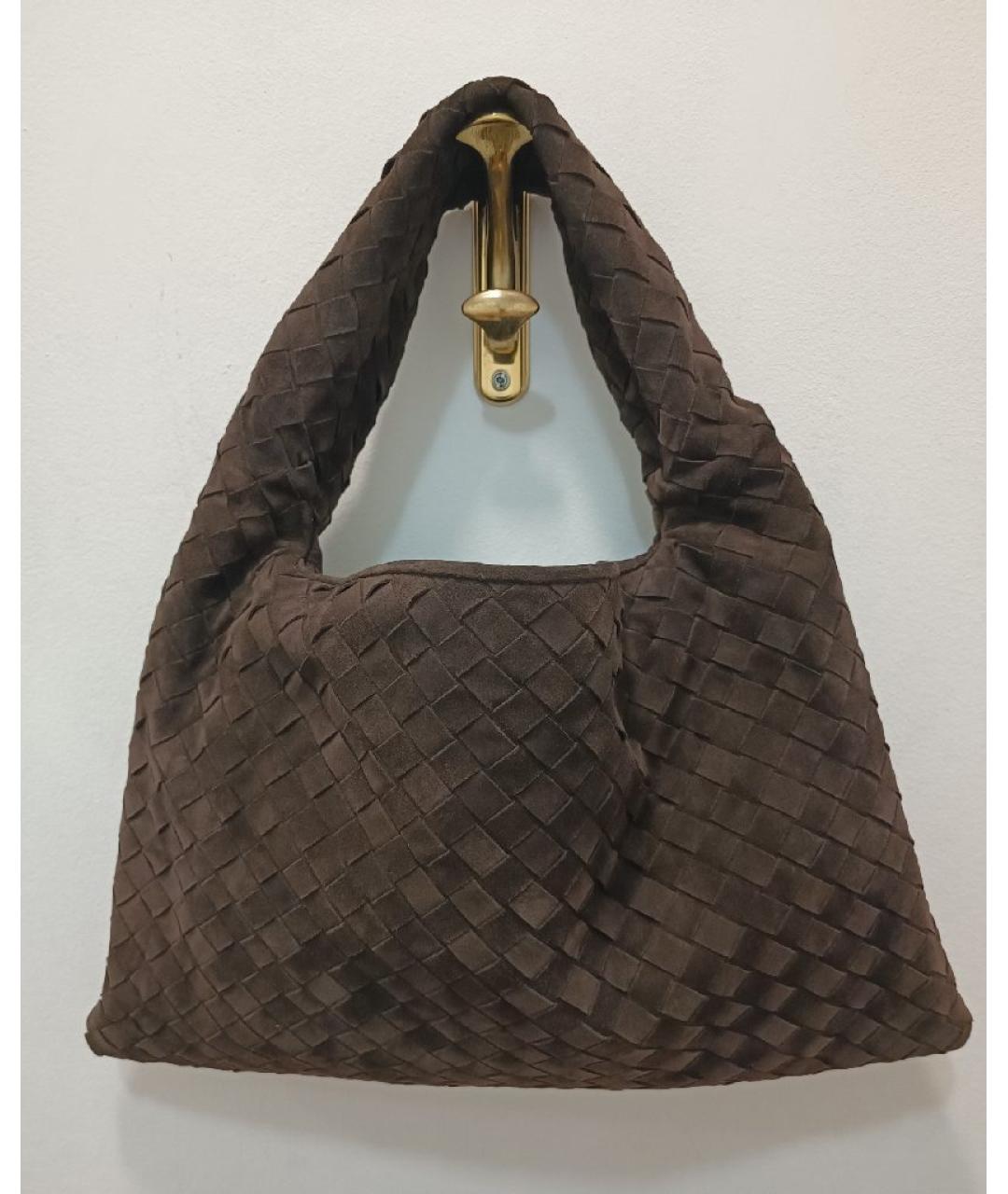BOTTEGA VENETA Коричневая замшевая сумка с короткими ручками, фото 7