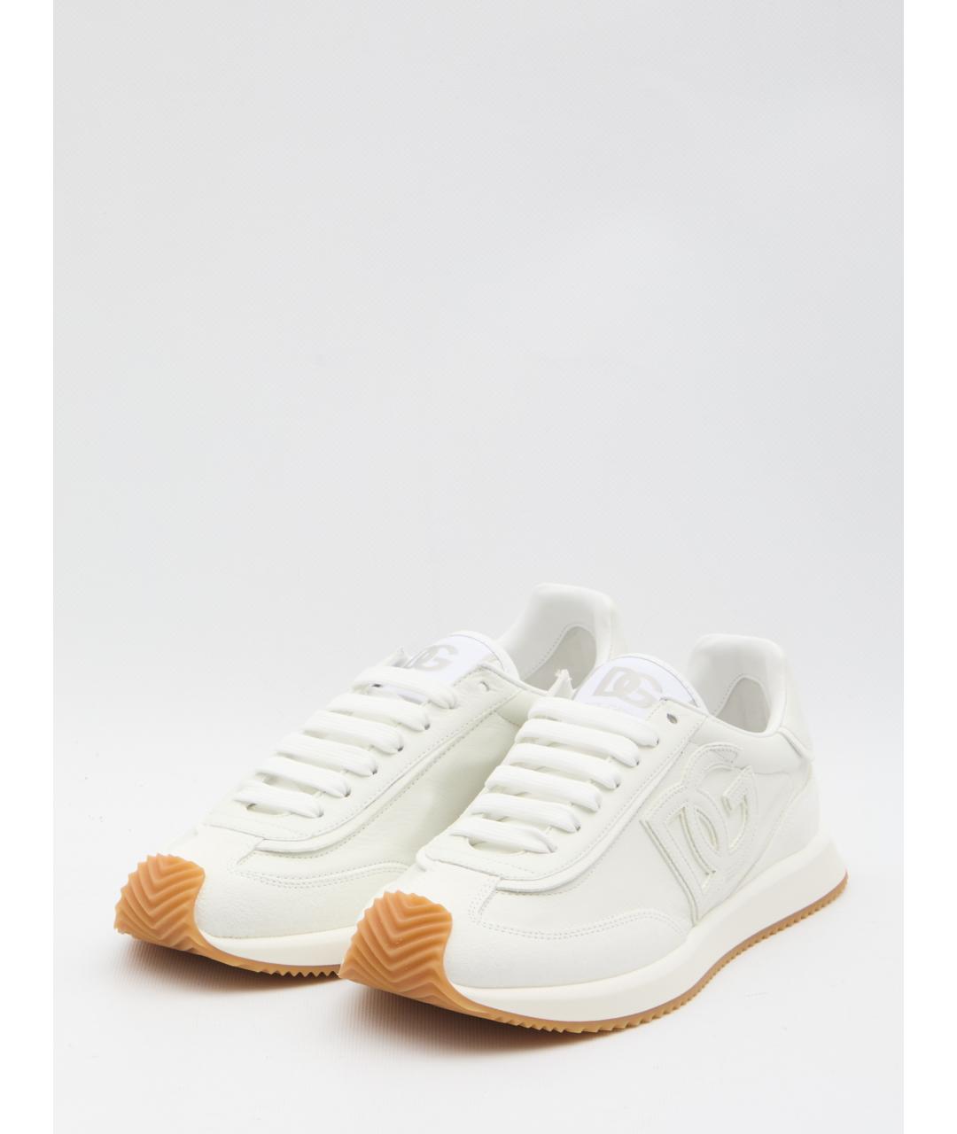 DOLCE&GABBANA Белые кожаные низкие кроссовки / кеды, фото 2