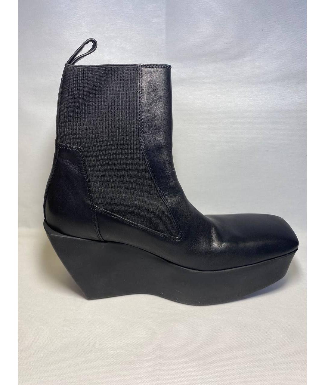 RICK OWENS Черные кожаные полусапоги, фото 1