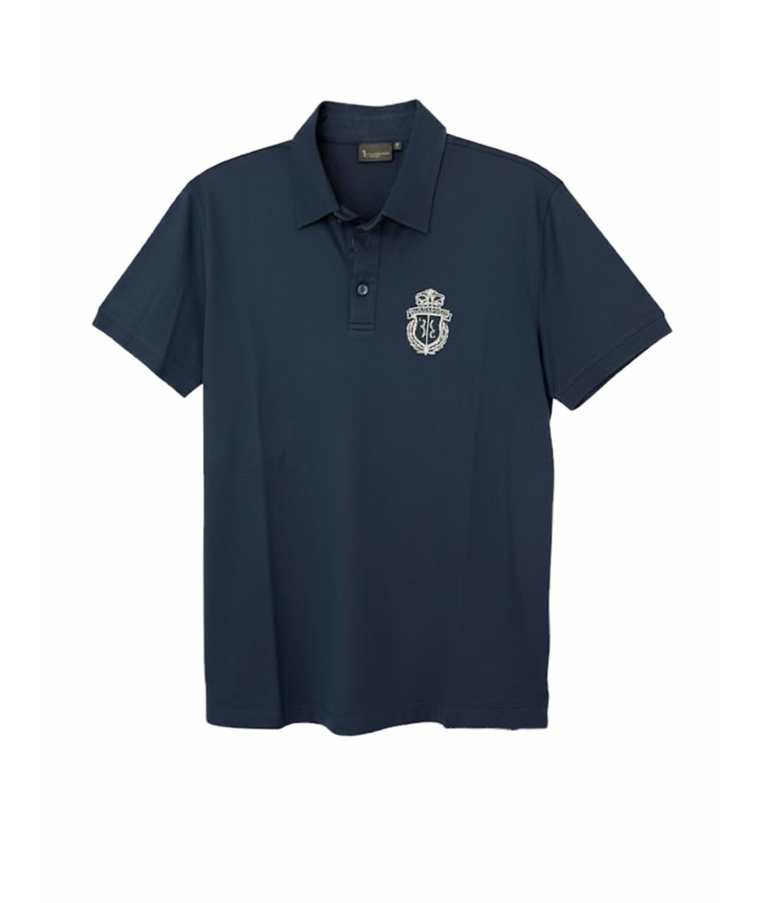 BILLIONAIRE Темно-синее хлопко-шерстяное поло с коротким рукавом, фото 1