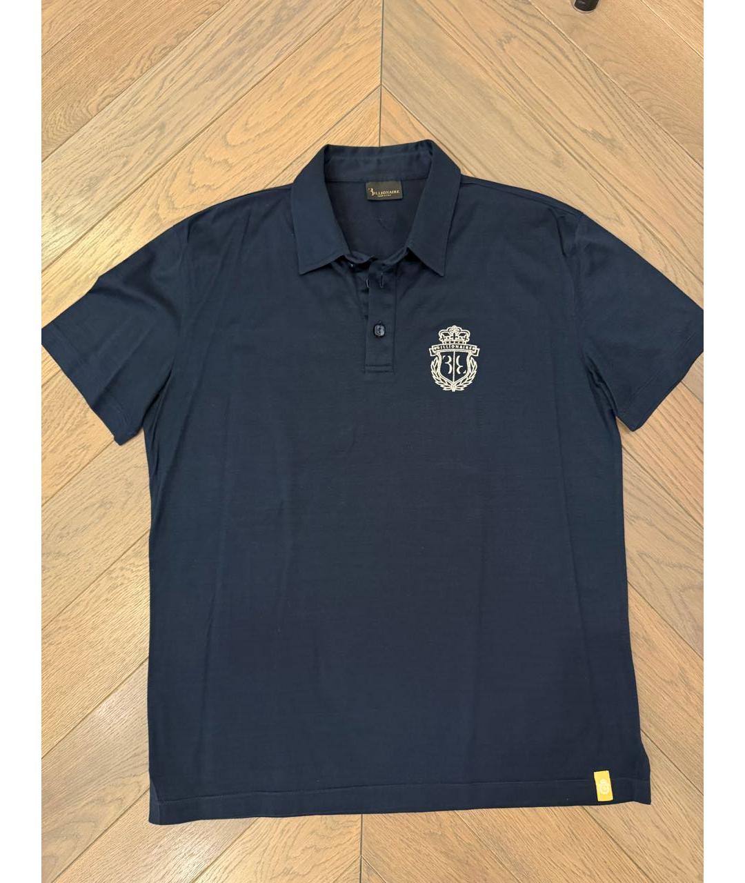 BILLIONAIRE Темно-синее хлопко-шерстяное поло с коротким рукавом, фото 5