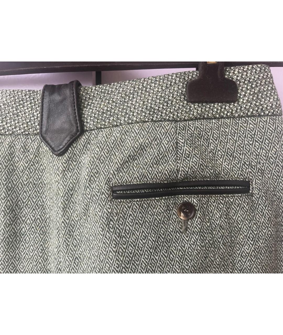 ETRO Зеленые шерстяные прямые брюки, фото 7