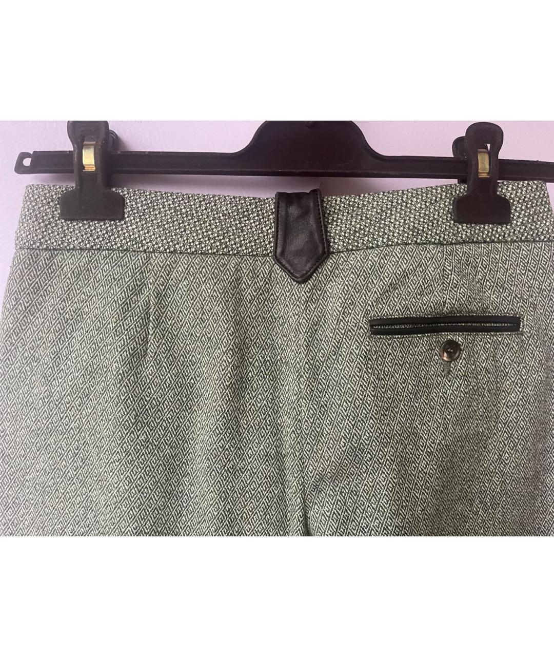 ETRO Зеленые шерстяные прямые брюки, фото 4