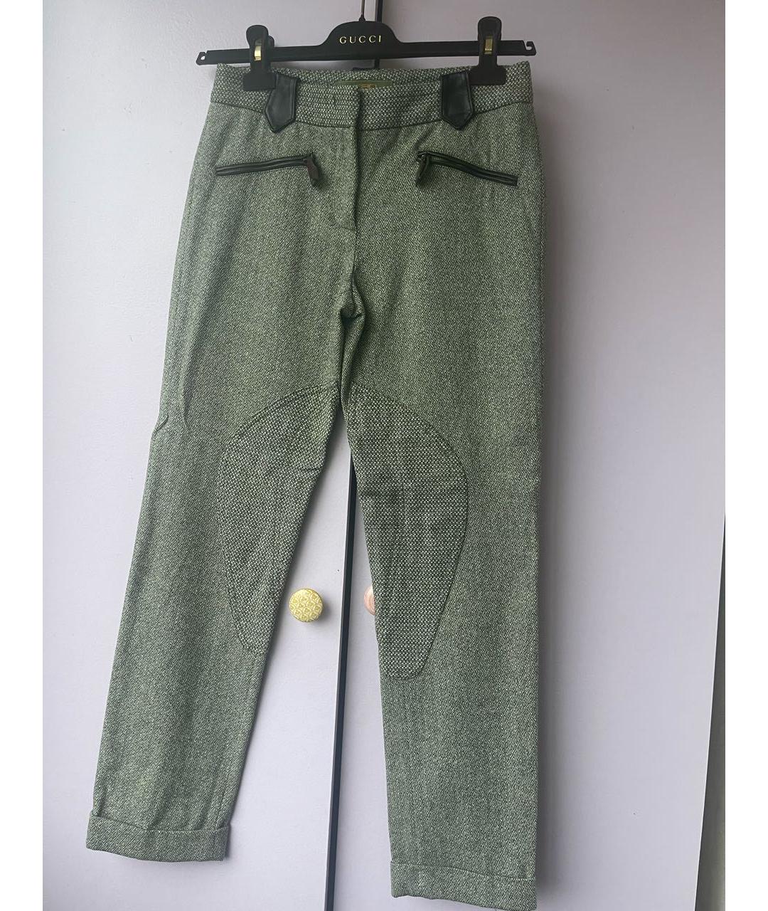 ETRO Зеленые шерстяные прямые брюки, фото 8