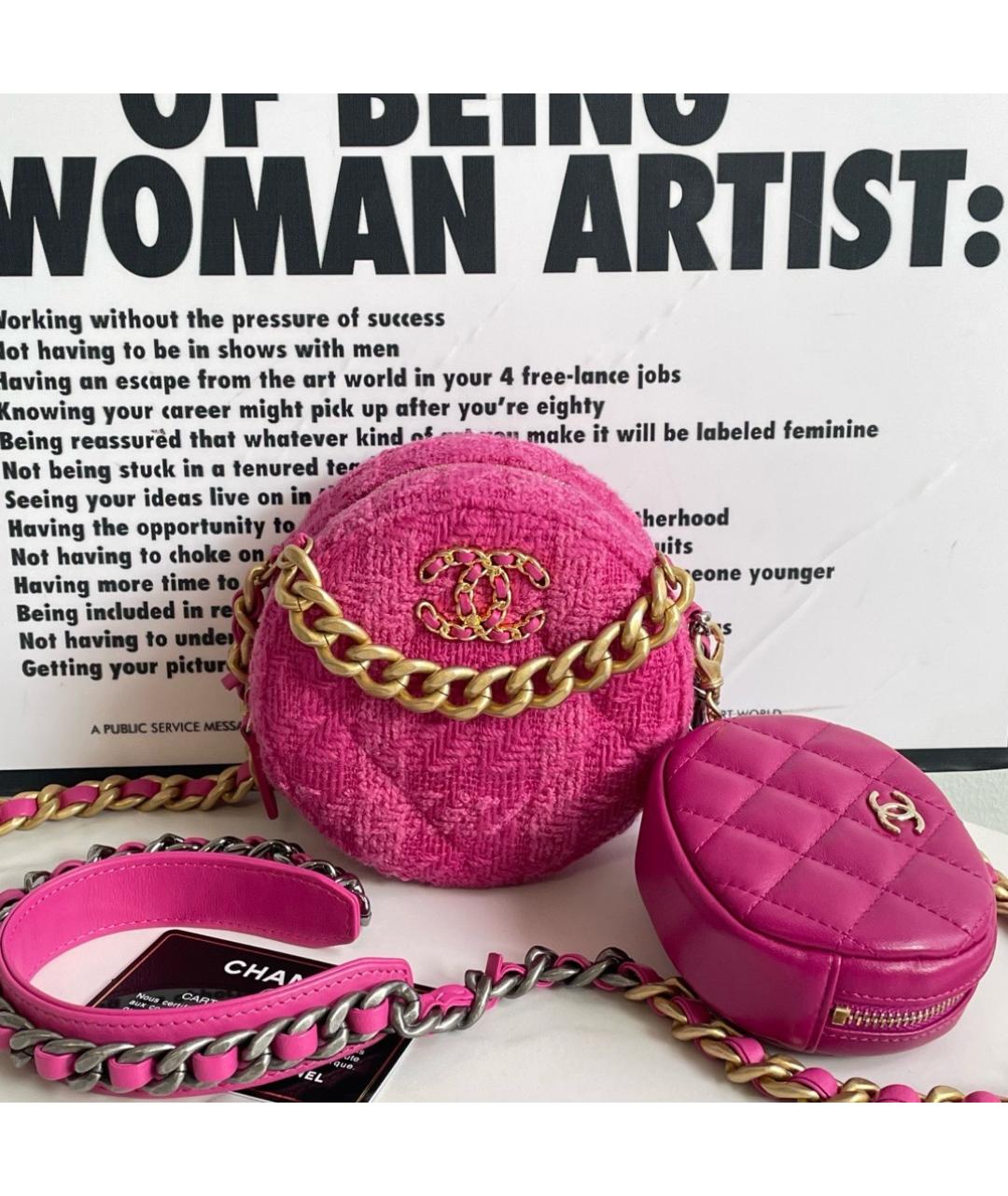 CHANEL Розовая тканевая сумка через плечо, фото 8