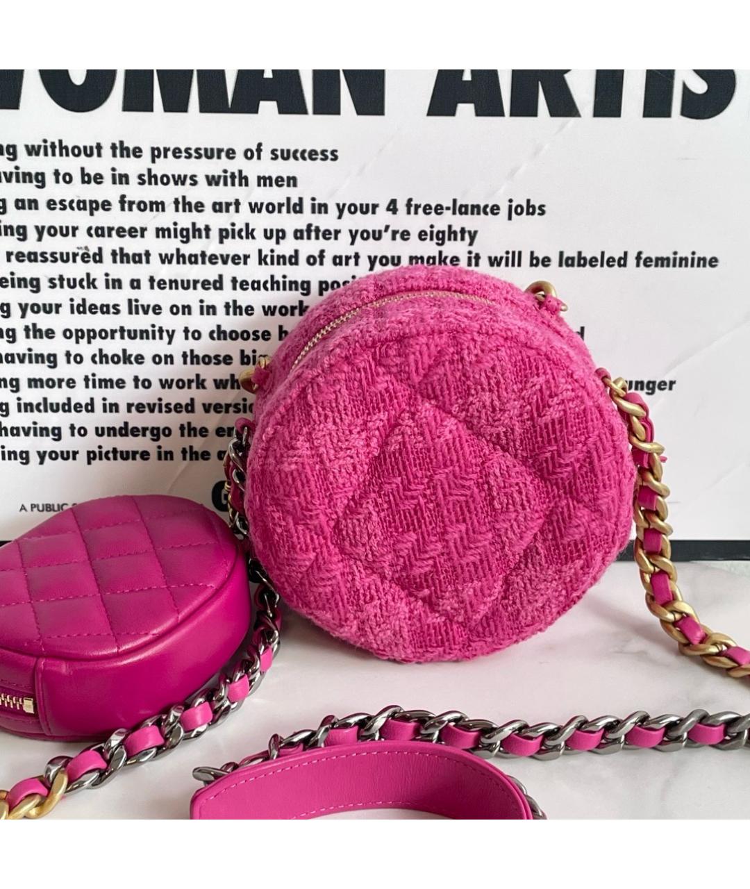 CHANEL Розовая тканевая сумка через плечо, фото 3