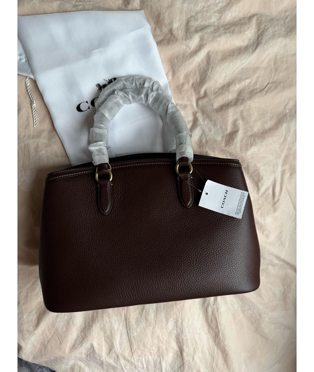 COACH Коричневая кожаная сумка тоут, фото 4