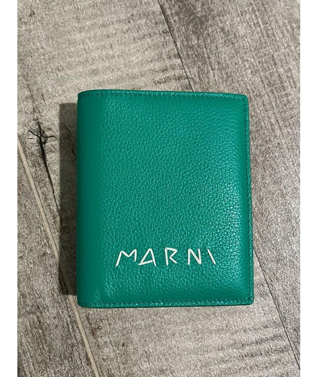 MARNI Бирюзовый кожаный кошелек, фото 6