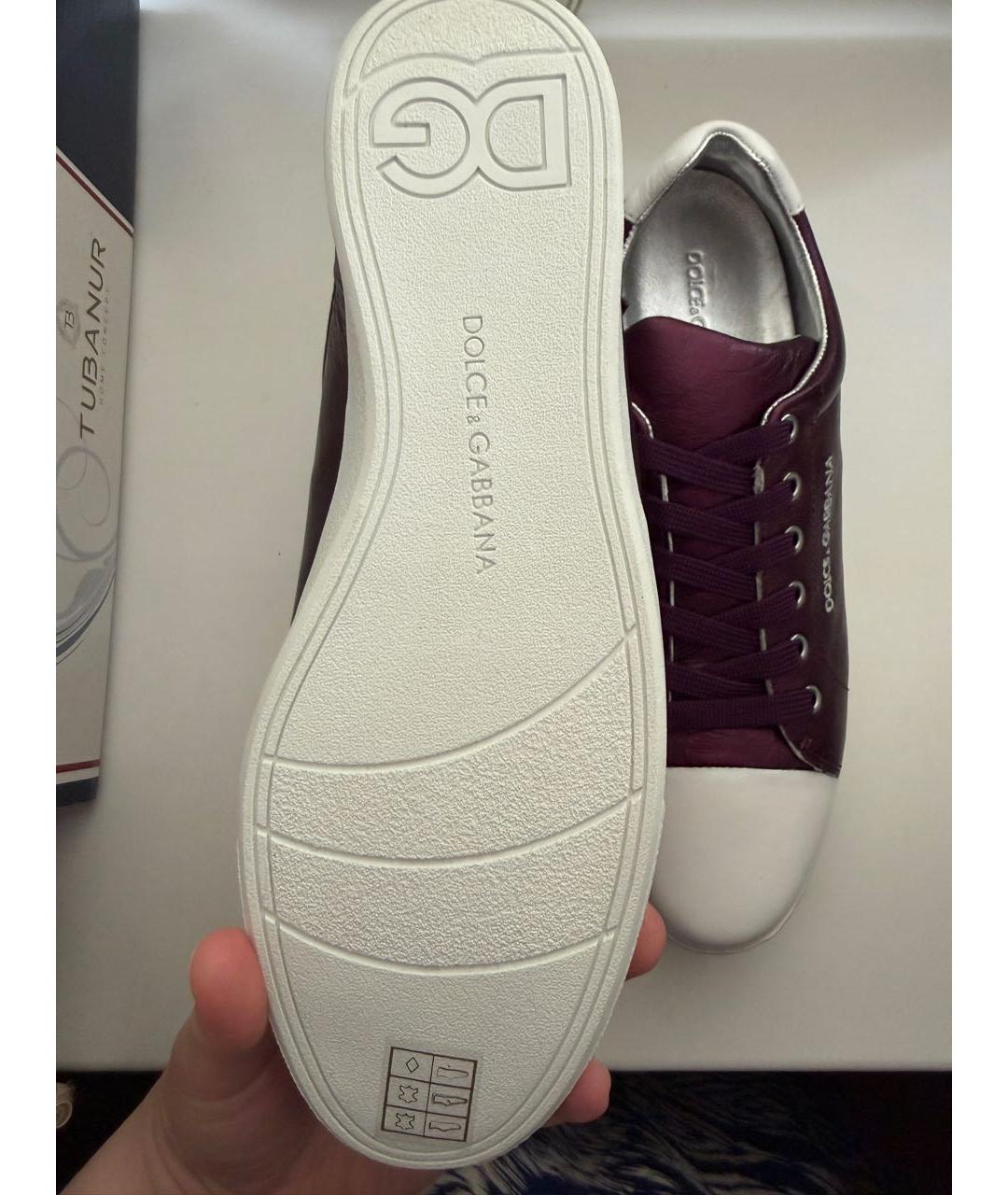 DOLCE&GABBANA Фиолетовые кожаные кеды, фото 5