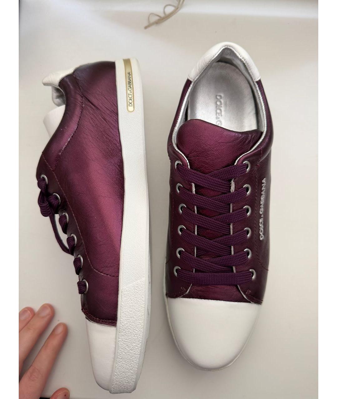 DOLCE&GABBANA Фиолетовые кожаные кеды, фото 8