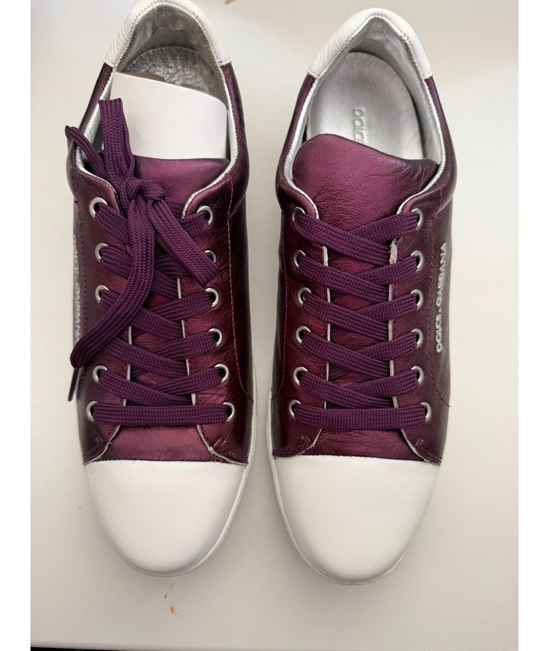 DOLCE&GABBANA Фиолетовые кожаные кеды, фото 4