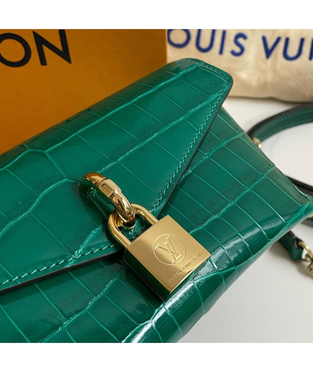 LOUIS VUITTON Зеленая кожаная сумка через плечо, фото 2