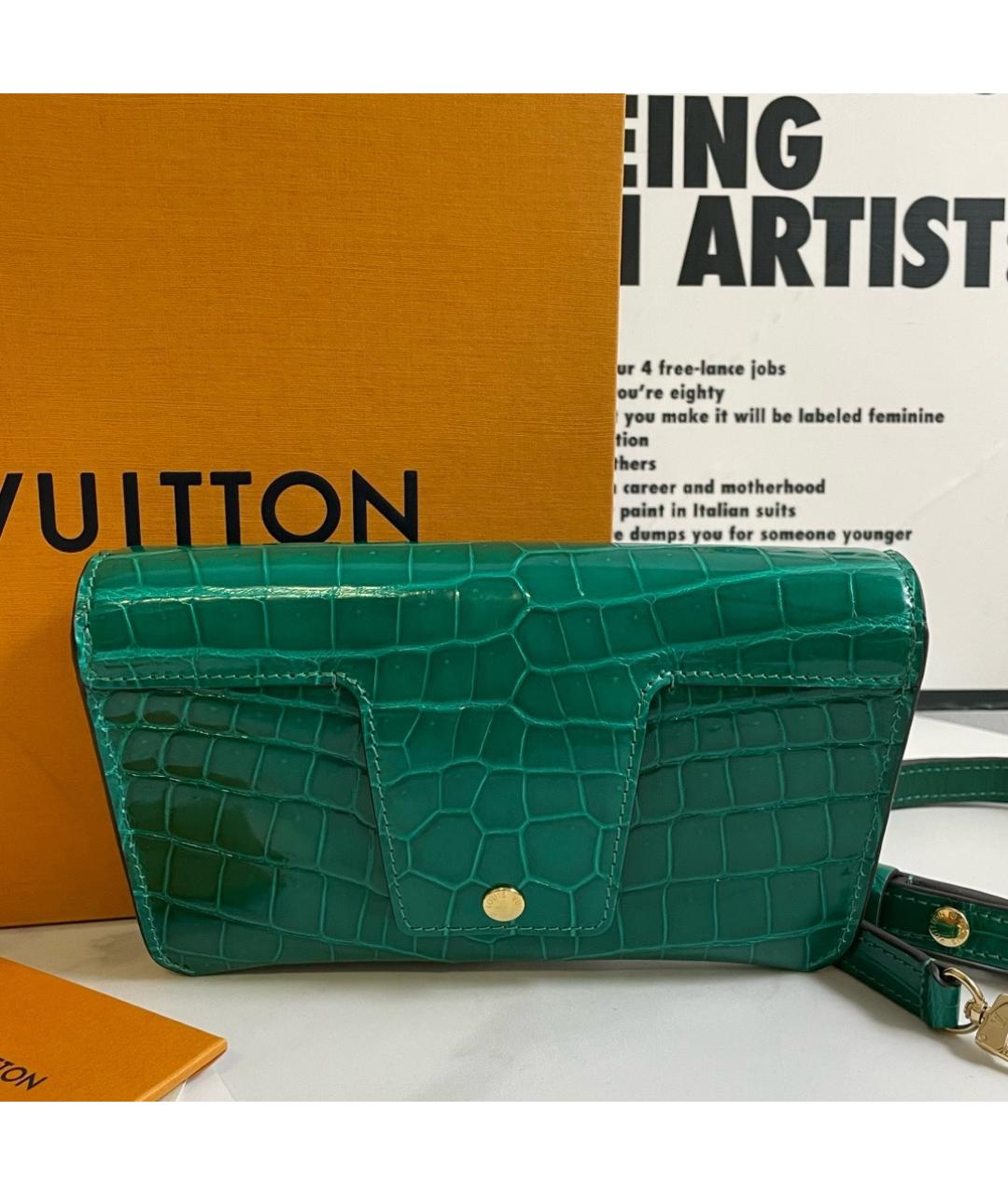 LOUIS VUITTON Зеленая кожаная сумка через плечо, фото 3