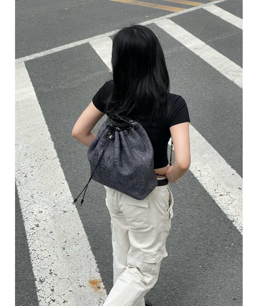 CHANEL Серый деним рюкзак, фото 8