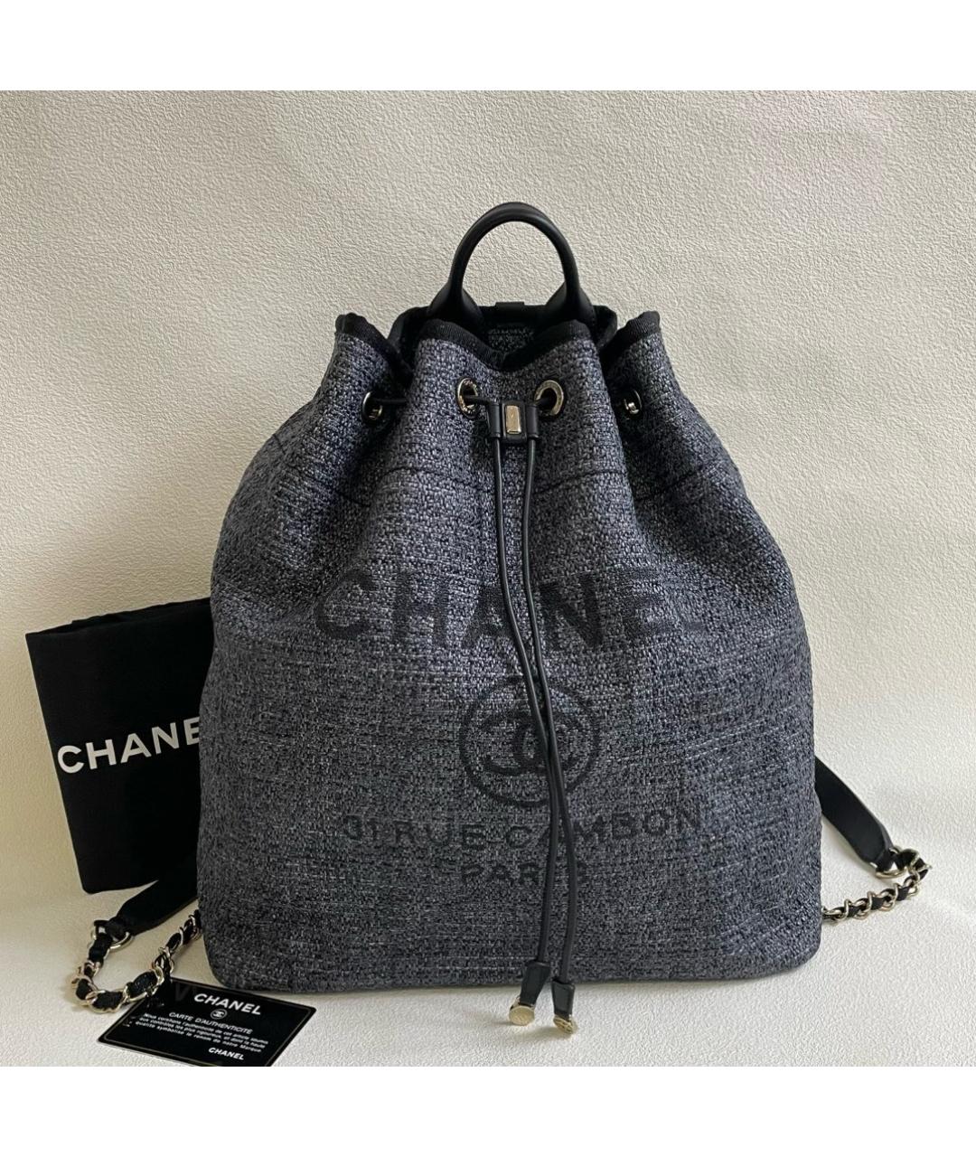 CHANEL Серый деним рюкзак, фото 10