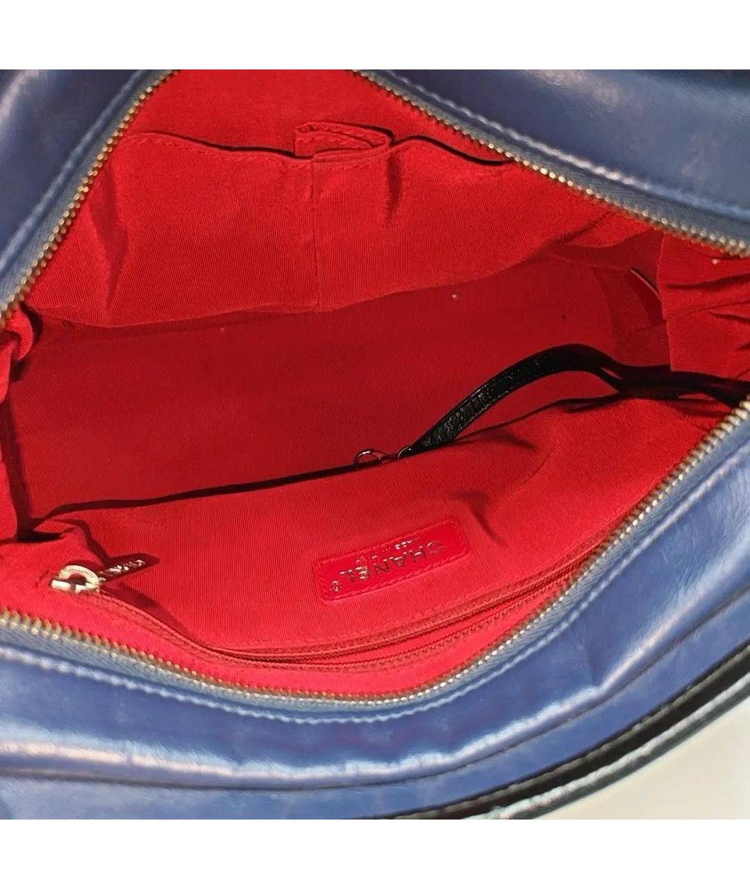 CHANEL Темно-синяя кожаная сумка через плечо, фото 6