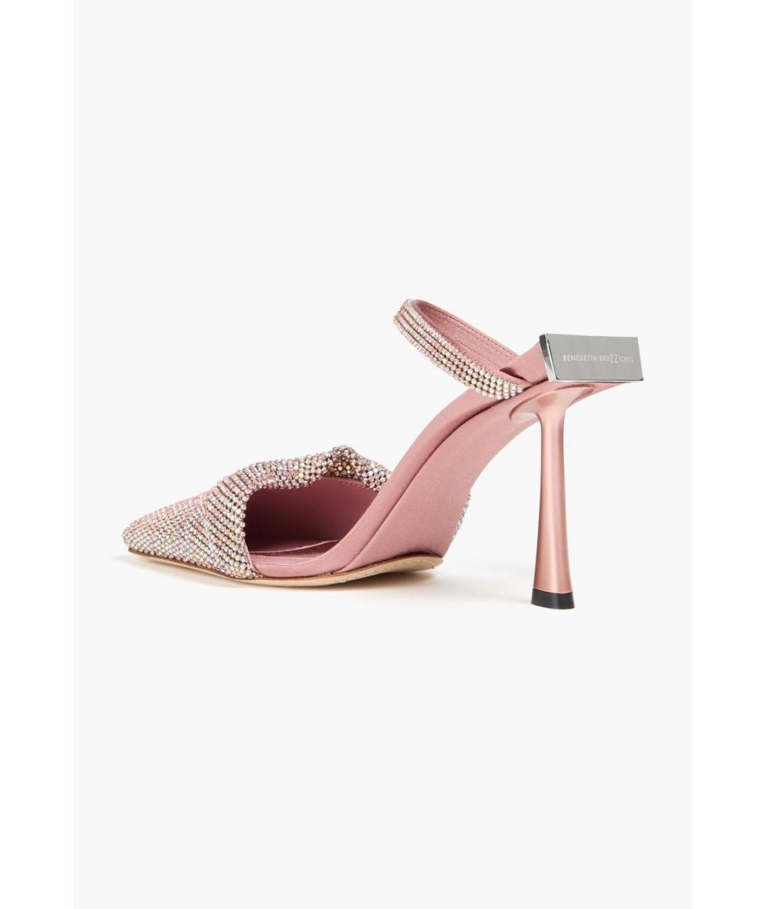 BENEDETTA BRUZZICHES Розовые текстильные мюли, фото 4