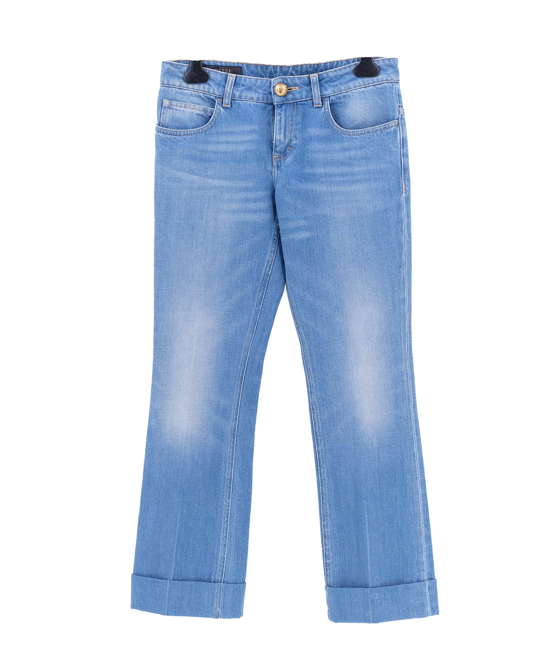 GUCCI Голубые хлопко-эластановые джинсы клеш, фото 1