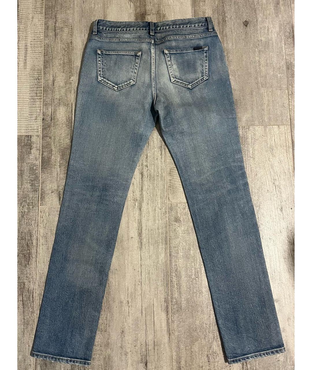 SAINT LAURENT Голубые хлопковые прямые джинсы, фото 2