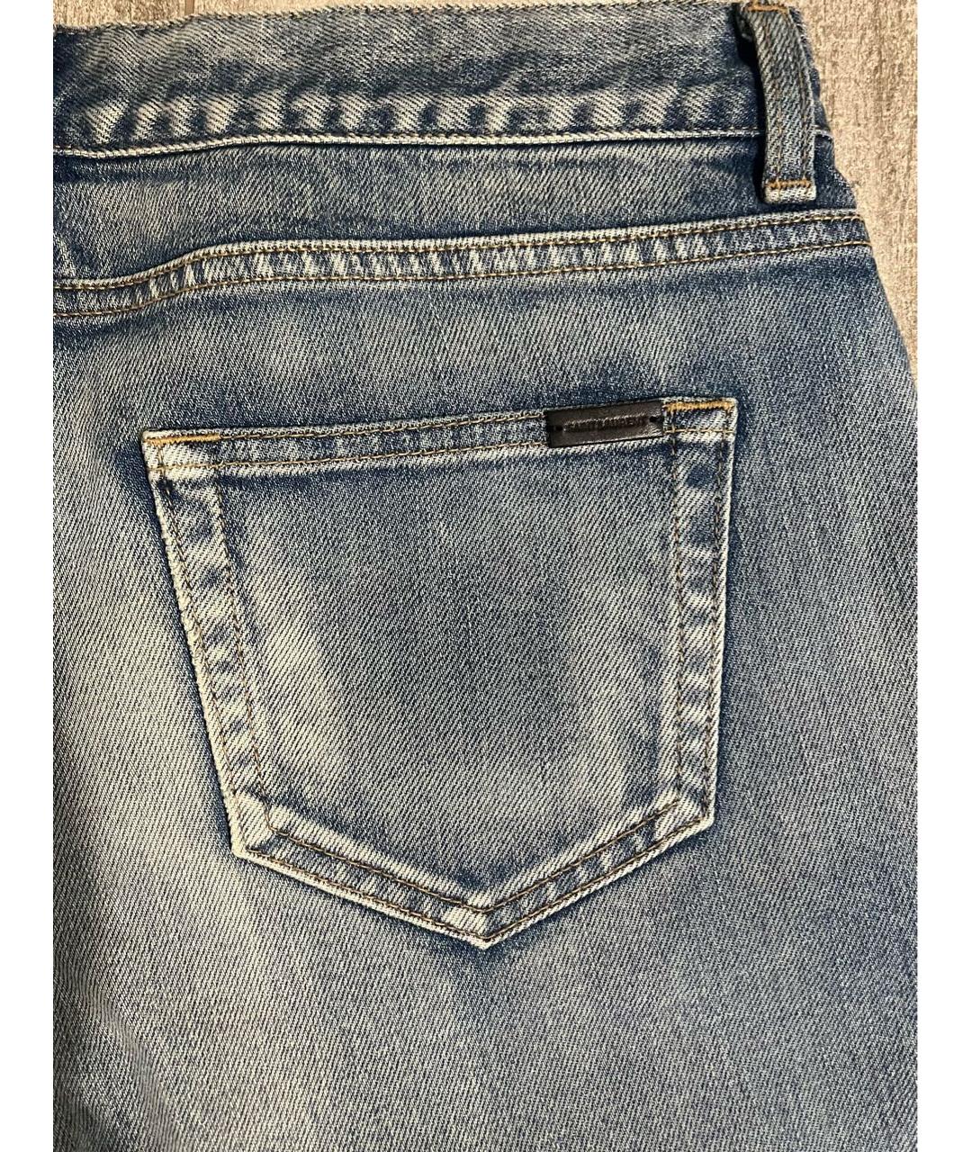 SAINT LAURENT Голубые хлопковые прямые джинсы, фото 4