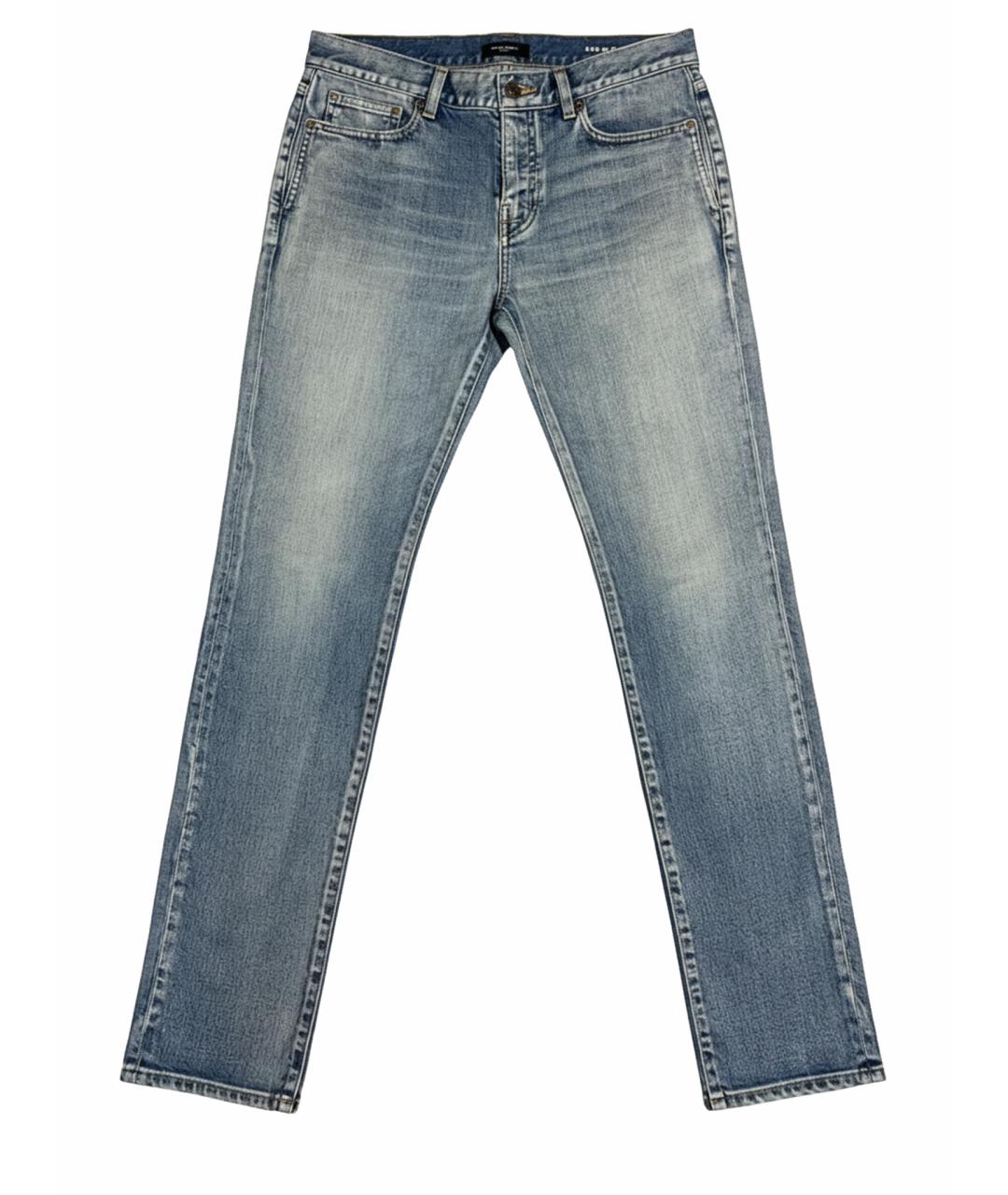 SAINT LAURENT Голубые хлопковые прямые джинсы, фото 1