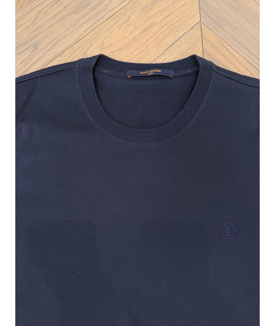 LOUIS VUITTON Темно-синяя хлопко-полиэстеровая футболка, фото 2
