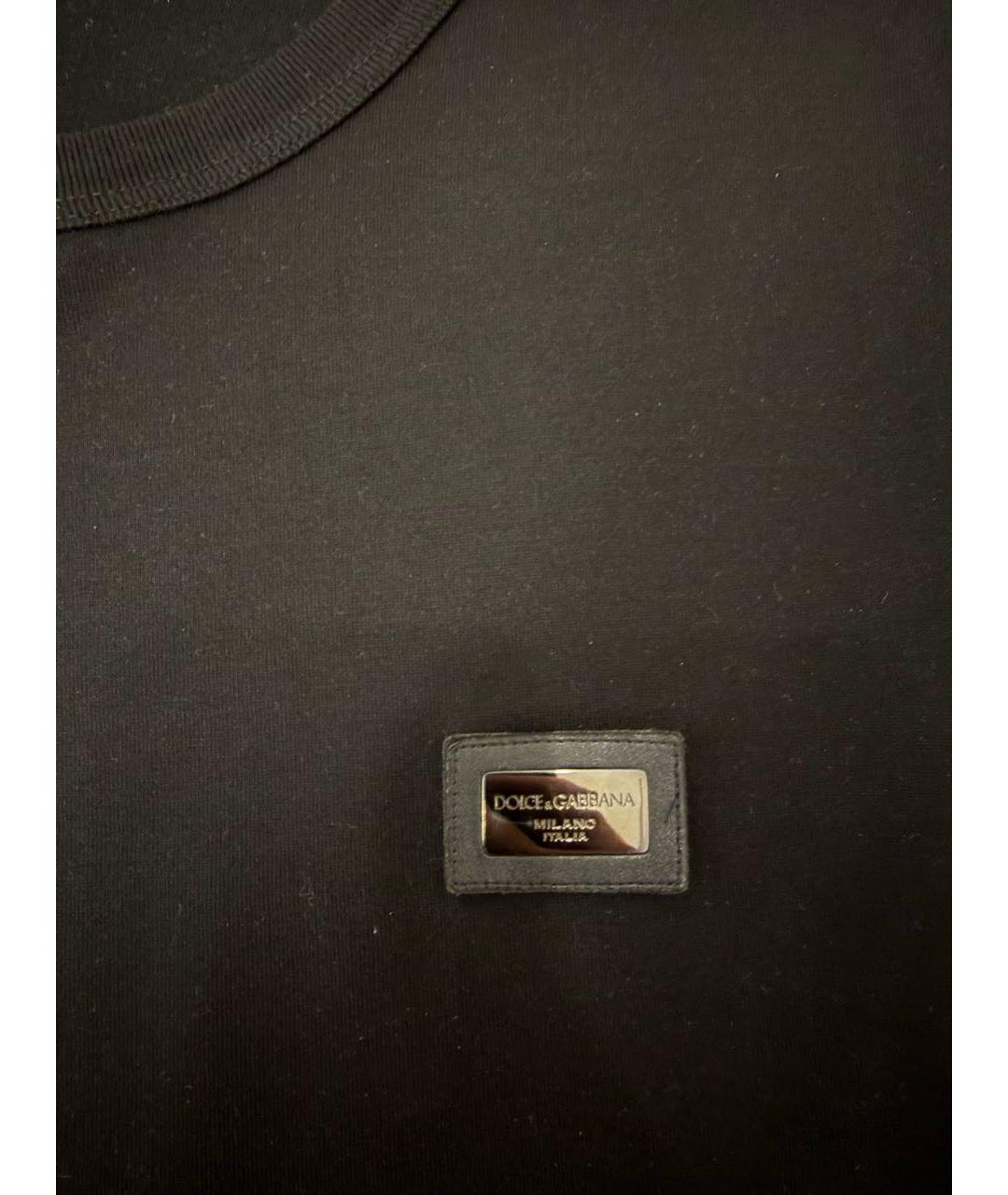 DOLCE&GABBANA Черная хлопко-полиэстеровая футболка, фото 4