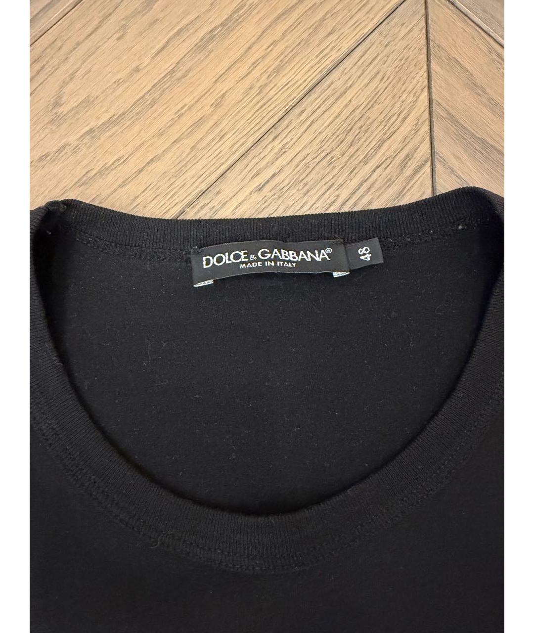 DOLCE&GABBANA Черная хлопко-полиэстеровая футболка, фото 3